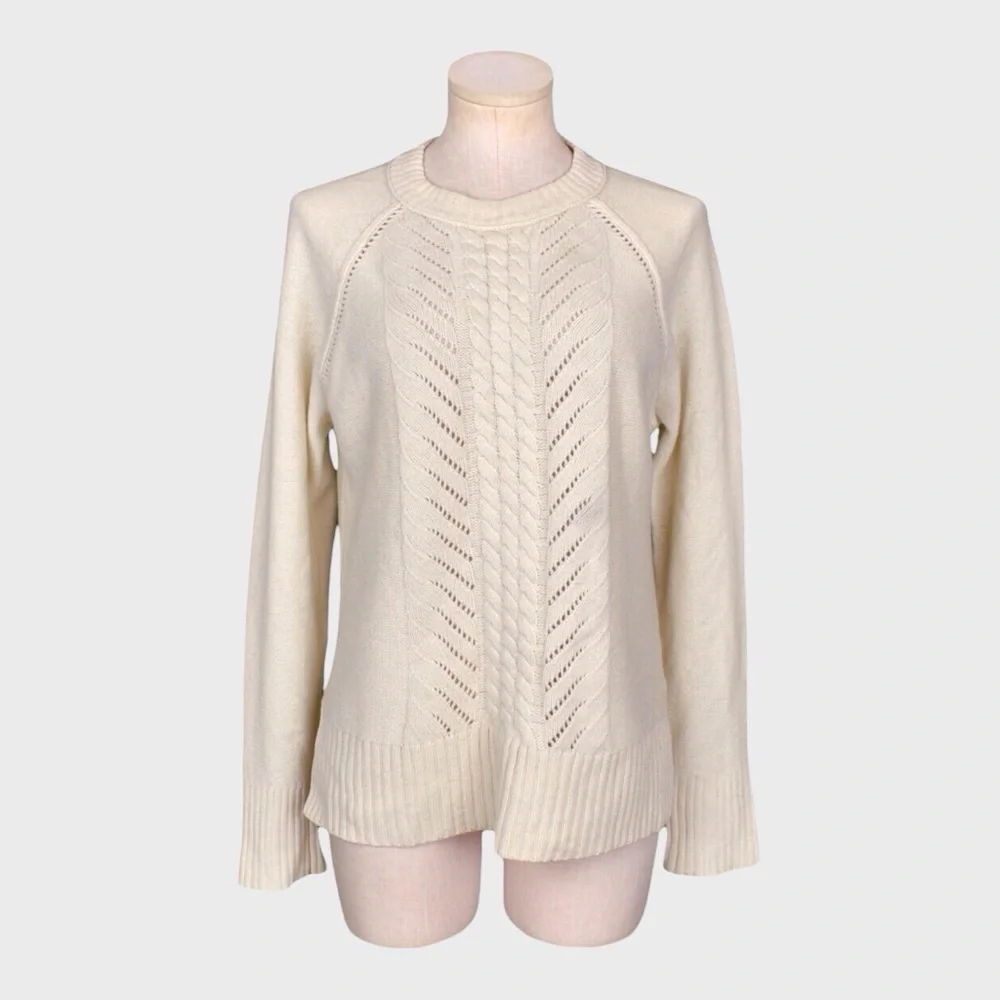 J Crew 100% Wool Cable Knit Crewneck‎ Sweater